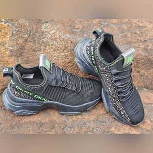 EUC DKNY Black And Rhinestone Slip On Shoe 6M